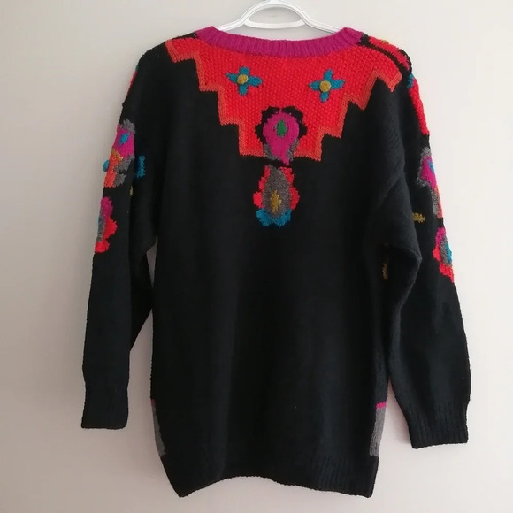 NWT Vintage Hand Made René Derhy Paris Wool Blend Embroidered Knit Sweater Small - Picture 3 of 16